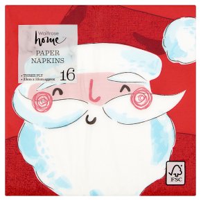 Waitrose Christmas Santa Napkins 33cm x 33cm