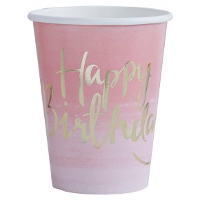 Ginger Ray Happy Birthday Ombre Paper Cups