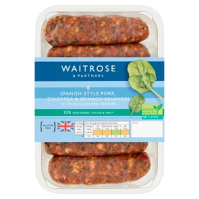 Waitrose 6 Pork, Chickpea & Spinach Sausages