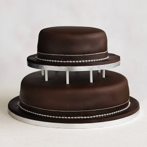 Soft Iced 2 Tier Chocolate Wedding Cake with Dowling , Chocolate (all tiers)