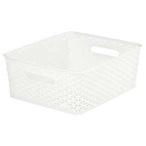 My Style Plastic Off White Rattan Basket