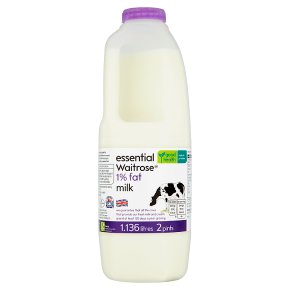 essential Waitrose 1% fat milk 2 pints