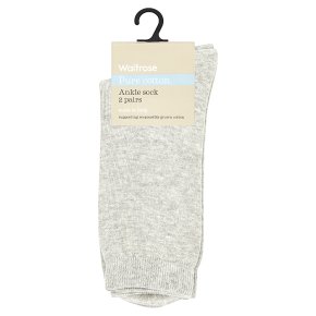 Waitrose Pure Cotton Grey Ankle Socks