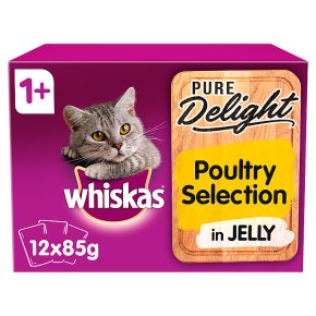 Whiskas Pure Delight Poultry Collection in Jelly Adult 1+ Wet Cat Food Pouches 12 x 85g