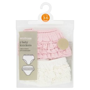 Waitrose 2 PK WR WHITE/PINK FRILL HEM PAN