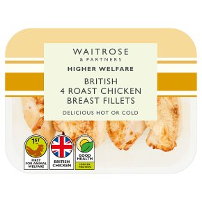 Waitrose 4 British skin on roast chicken breast fillets