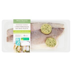 Waitrose sea bass fillets with rocket & pesto butter