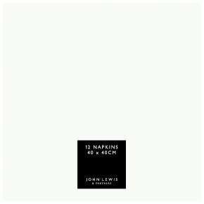 Waitrose Home 40cm linen feel white napkins, pack of 12