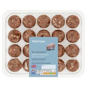 Waitrose 20 Pork Meatballs 30% Reduced Fat