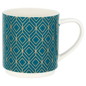 Waitrose Stacking Mug Teal Geo