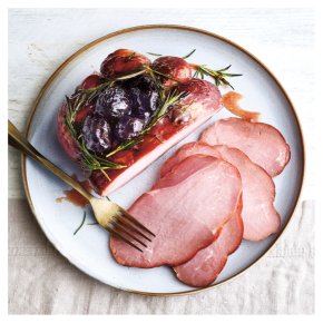 Ham with Candied Plum & Rosemary Topping