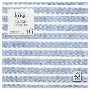 Waitrose Home Blue Stripe Napkins 33x33cm