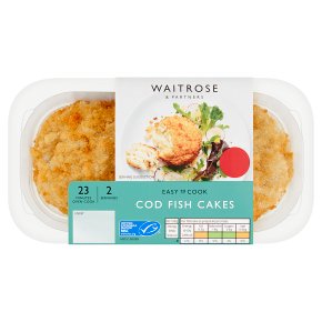 Waitrose Easy to Cook 2 cod fish cakes with cheddar & lemon