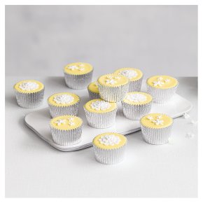 12 Blossom Golden Sponge Pastel Yellow Cupcakes
