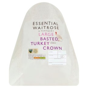 essential Waitrose frozen basted turkey crown large