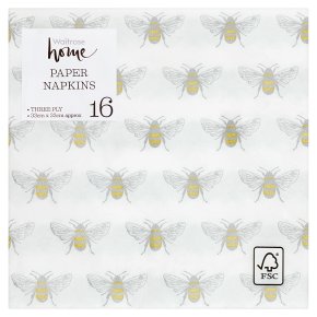 Waitrose Home Bee Napkins 33x33cm