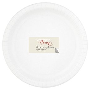 Waitrose Home 23cm white paper plates, pack of 8