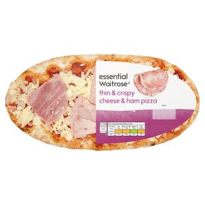 essential Waitrose ham & cheese thin & crispy pizza