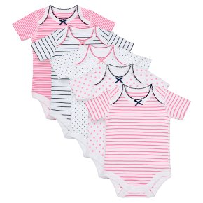 Waitrose 5PK Star&Stripe Bodysuits 3-6M