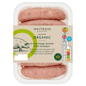 Waitrose Duchy Organic 6 British free range pork sausages