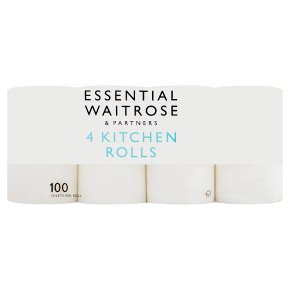 essential Waitrose 4 Kitchen Towels Extra Length Rolls