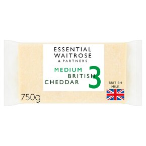 essential Waitrose English medium Cheddar cheese, strength 3