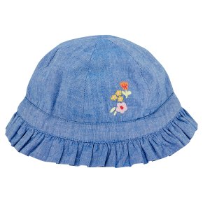 Waitrose Stripe/Frill Edge Sun-Hat 6-12M