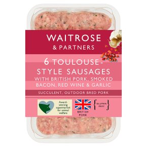 Waitrose 6 British Pork Toulouse Style Sausages