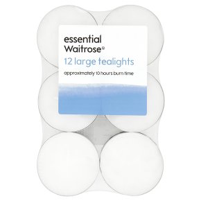 essential Waitroseential large tealights, pack of 12