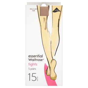 essential Waitrose 15 denier natural tights, pack of 5 (medium - large)