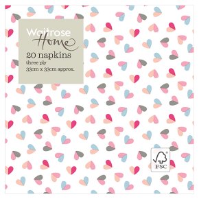 Waitrose Home Pastel Heart Napkins 33cm x 33cm