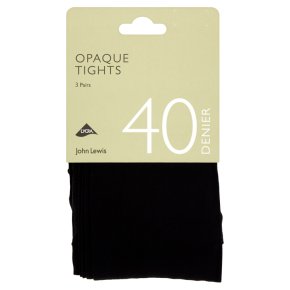 John Lewis 40 denier black opaque tights, pack of 3 (x-large)