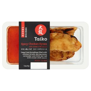 Taiko spicy chicken gyoza with sweet chilli