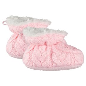 Waitrose Knitted Pink Baby Booties 3-6M