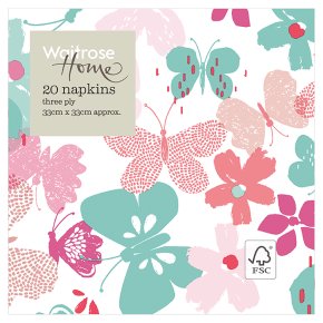 Waitrose Home Butterfly Napkins 33cm x 33cm