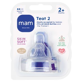Mam 2month+ medium flow teats, pack of 2, assorted