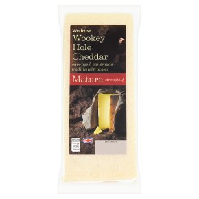 Waitrose cave aged Wookey Hole mature Cheddar cheese, strength 5