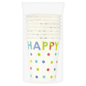 Waitrose Home Happy Birthday paper cups, pack of 8
