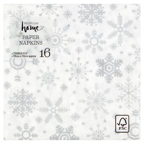 Waitrose Christmas Snowflake Napkins 33cm x 33cm