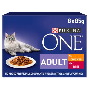 Purina ONE Adult Cat Mini Fillets in Gravy - Chicken & Beef Wet food pouch