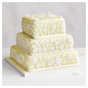 Blossom 3 Tier Pastel Yellow Wedding Cake, Fruit (all tiers)