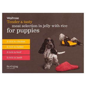 Waitrose meat in jelly with rice for puppies