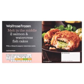Waitrose Frozen salmon & watercress fish cakes 2s