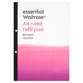 essential Waitrose A4 ruled refill pad, pack of 80 sheets