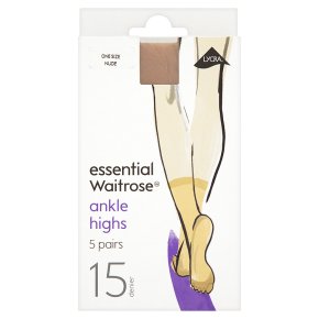 essential Waitrose natural ankle high tights, pack of 5