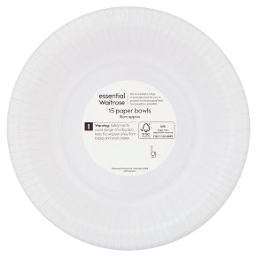 essential Waitrose 18cm paper bowls, pack of 15