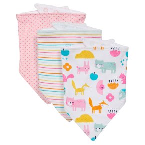 Waitrose 3PK Animal Bandana Bibs One Size