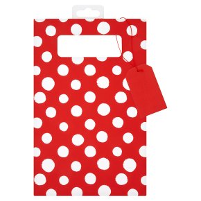 Waitrose red & white spot DVD gift bag