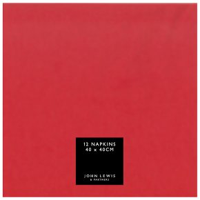 Waitrose Home 40cm linen feel red napkins, pack of 12