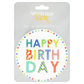 Waitrose Party happy birthday badge